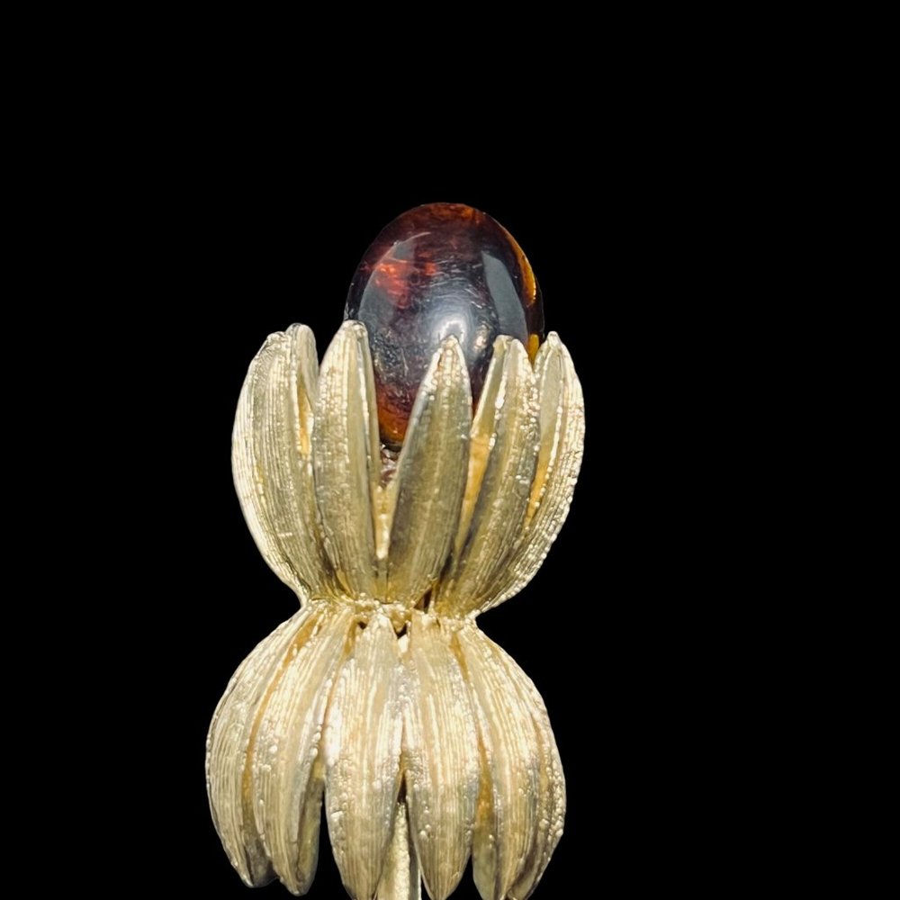 Vintage Gold Tone Long Stem Flower Brooch (5007) - Picture 2 of 9